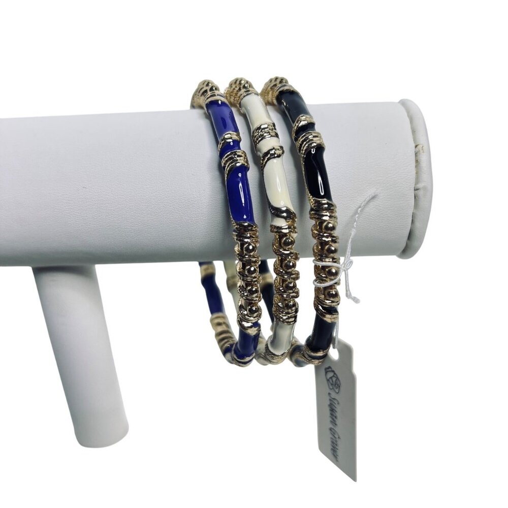 Susan Graver Set Of 3 Gold Tone And Enamel Bracelets (5949)